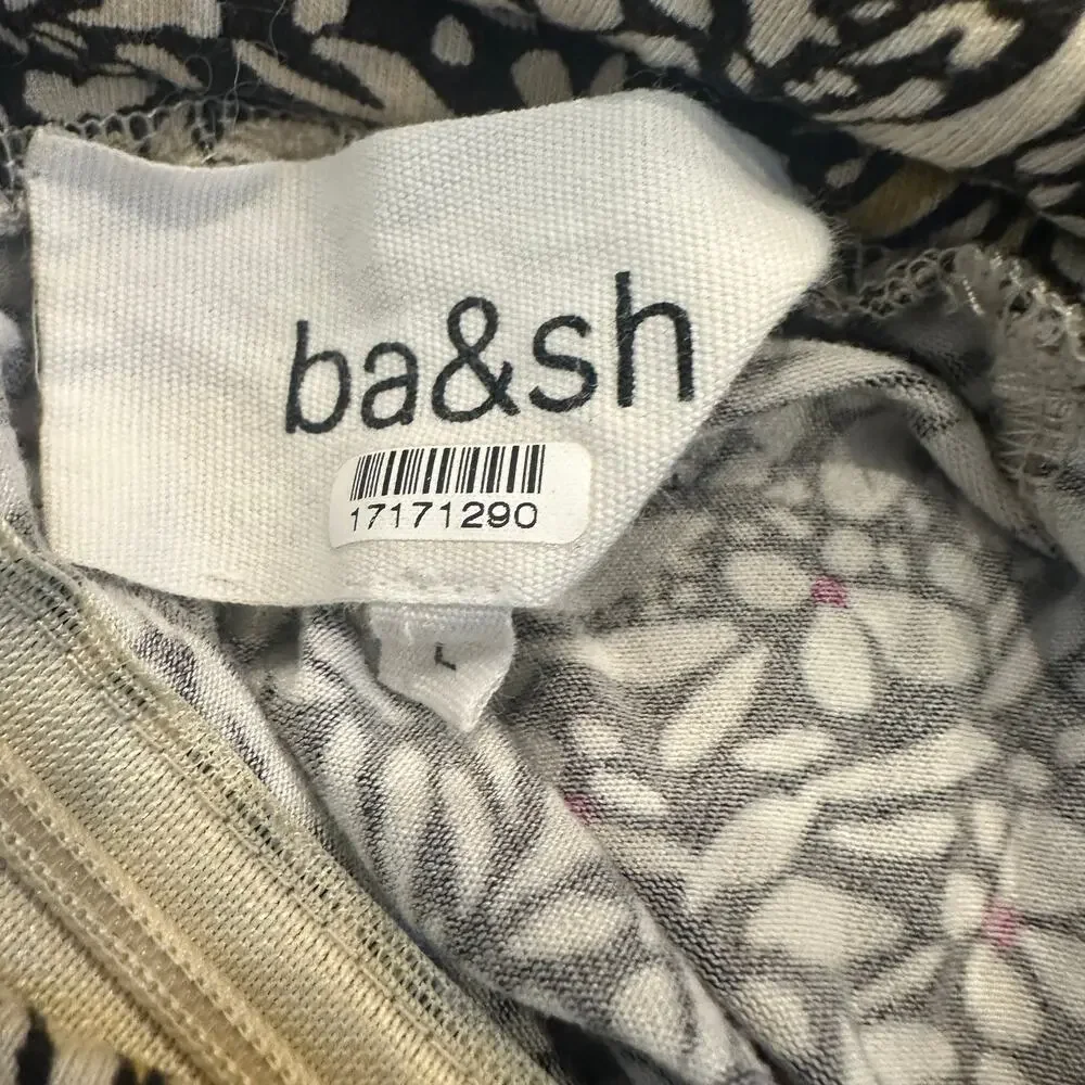 BA&SH Brown Floral Blouse Top LARGE Career Designer Fall Office Mockneck $245 - Picture 11 of 11